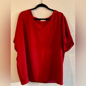 Red Short Sleeve Blouse 1XL